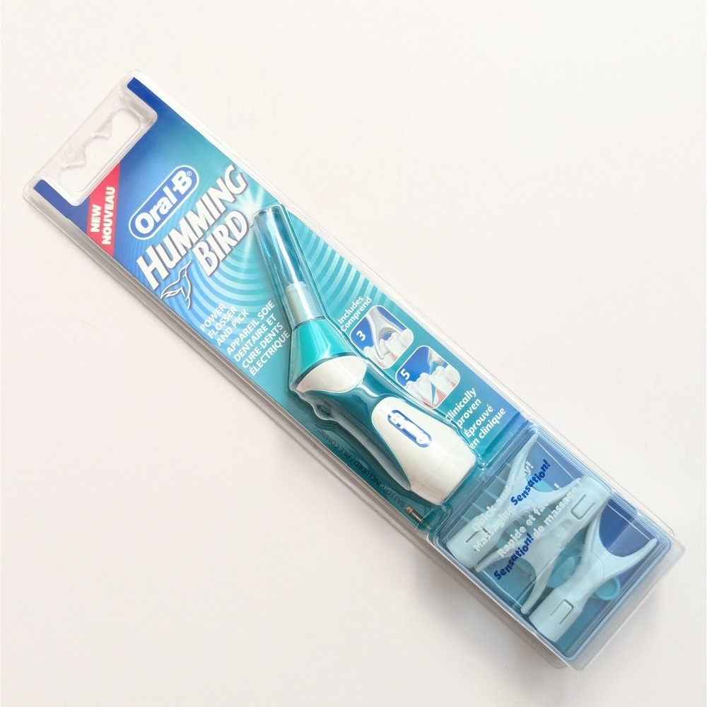Oral-B Humming Bird Power Flosser & Pick Green New Sealed 2003 Battery Powered